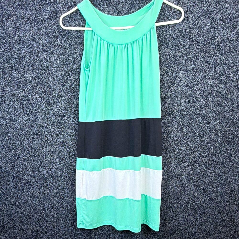 Sweet Storm Women’s S Mint Green Black White Colorblock Shift Dress Knee Length